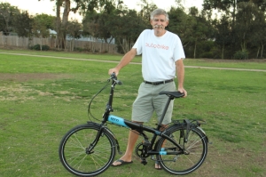 I'm a pretty tall guy, yet you can see the Tern Node D8 is a bit bigger than most folding bikes.